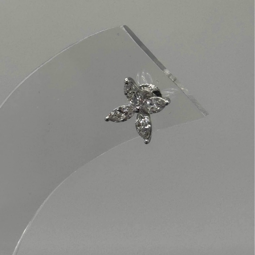 1 carat marquise diamond flower stud earrings white gold - Picture 4 of 7